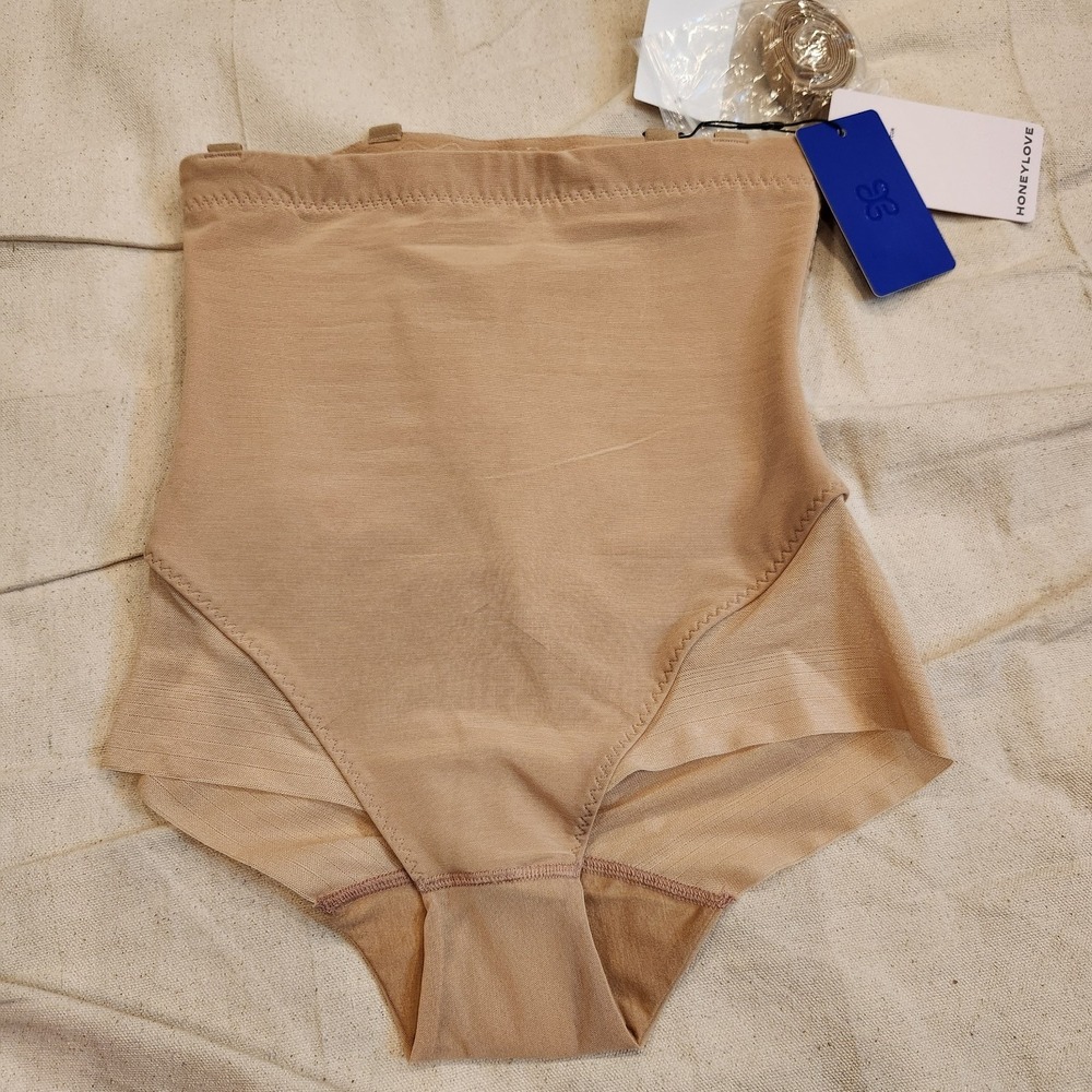 New Honeylove SuperPower Brief Shapewear Sand XS Flaw High Waisted Tags